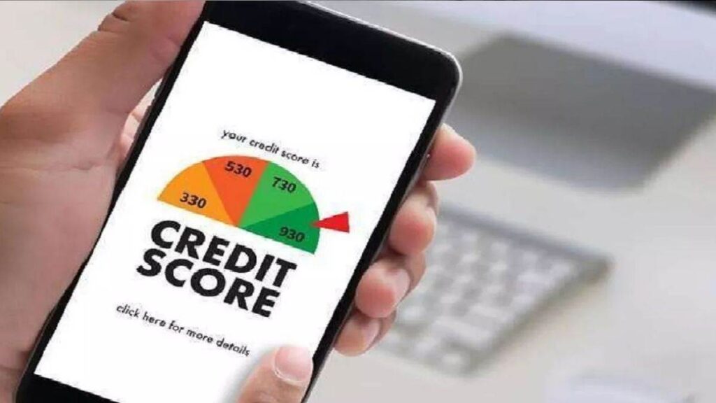 Credit score meter displayed on smartphone screen showing poor to good credit score range

