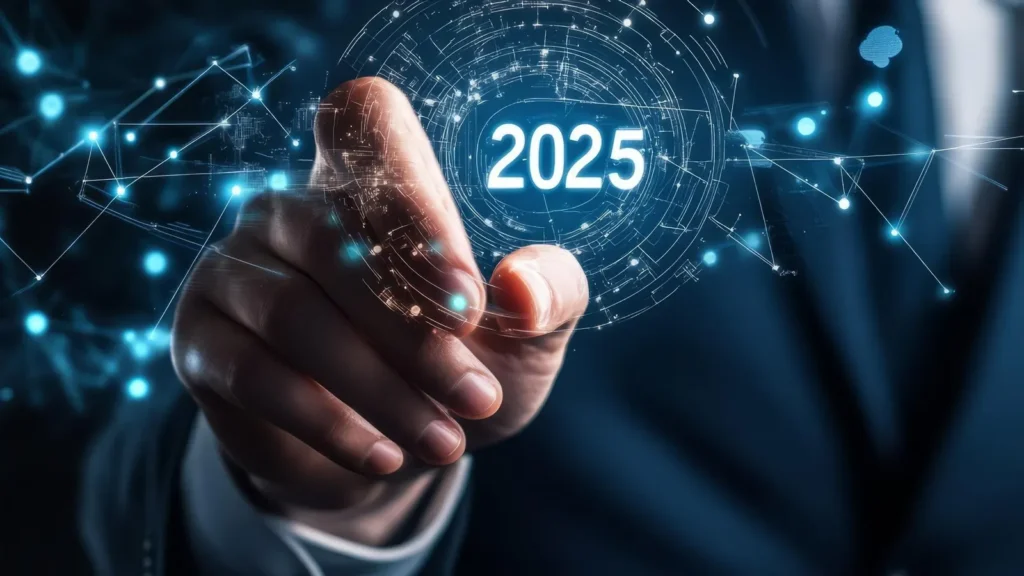 2025 future investing concept showing digital technology and smart investment trends