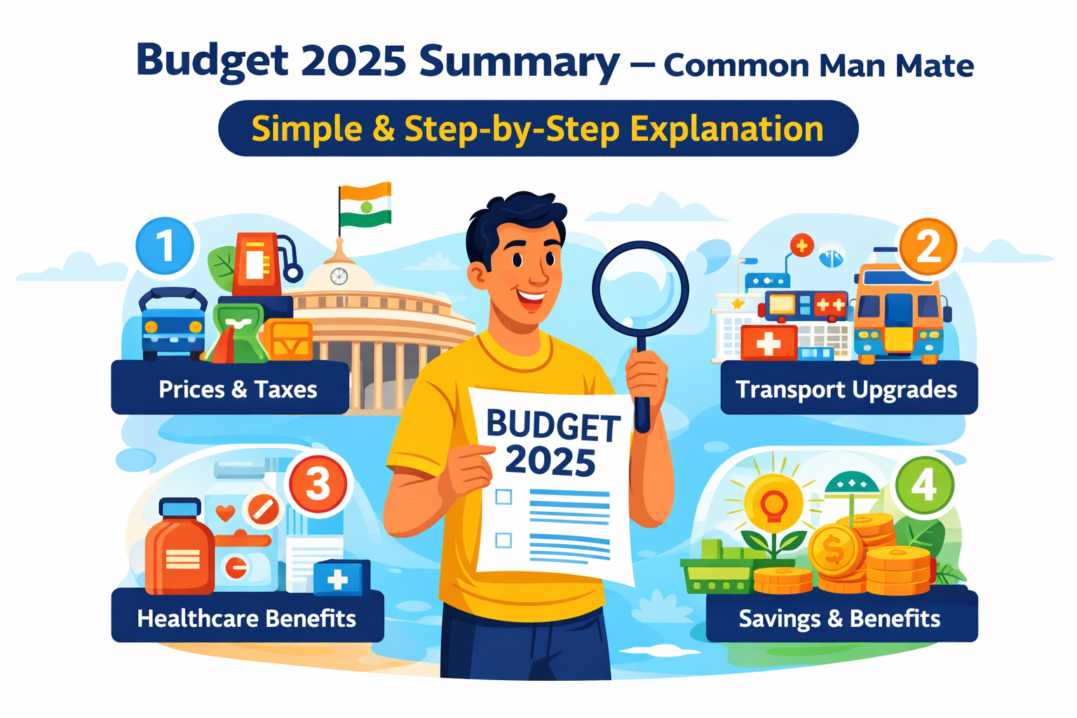 Budget 2025 Summary-Common Man Mate (Simple & Step-by-Step Explanation)