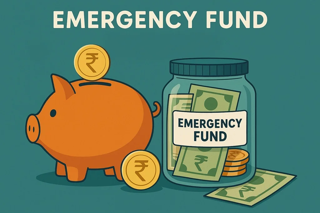 Emergency fund and inflation impact showing piggy bank and cash savings in India