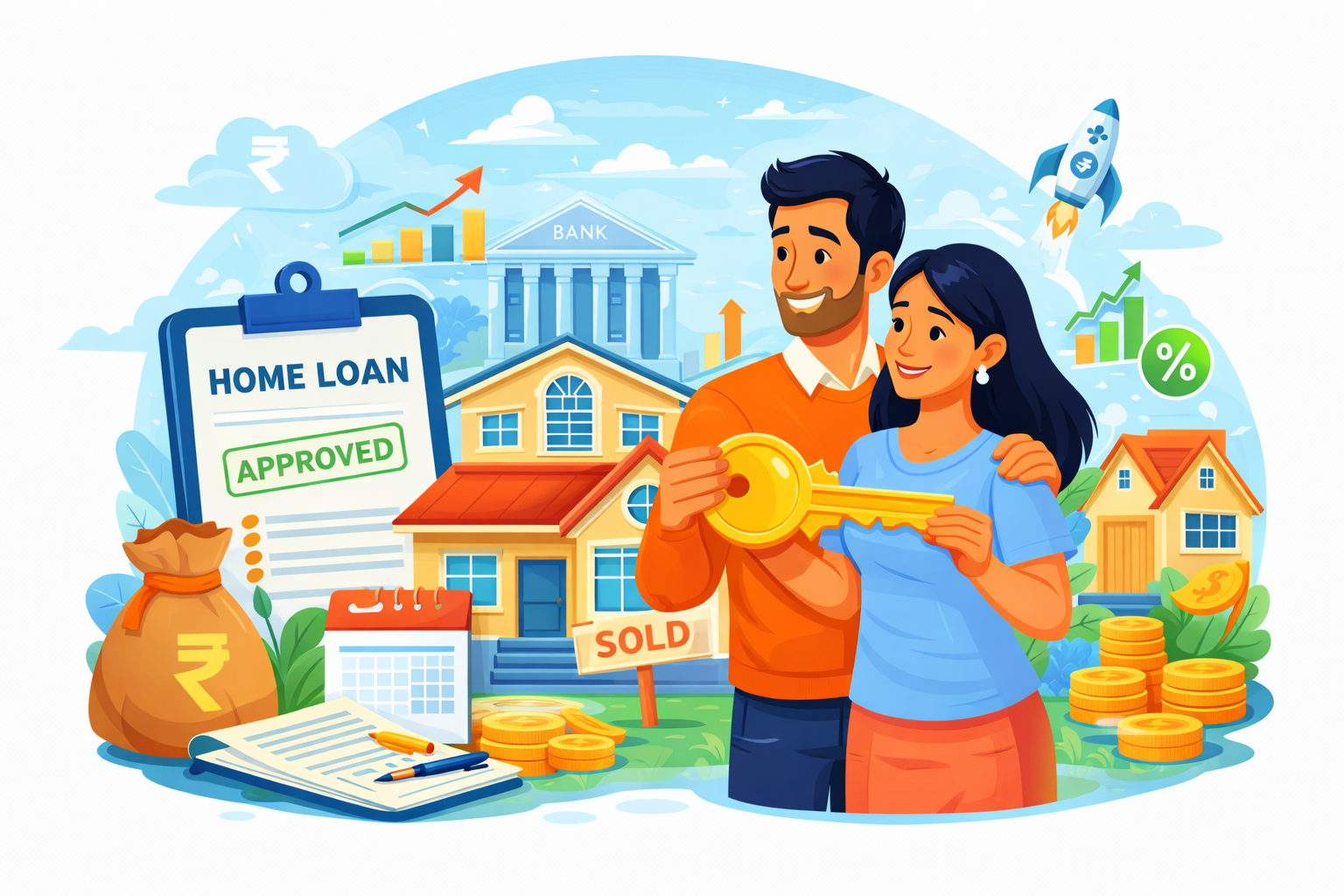 Home loan approval example showing EMI planning, interest rates and house purchase in India 2025
