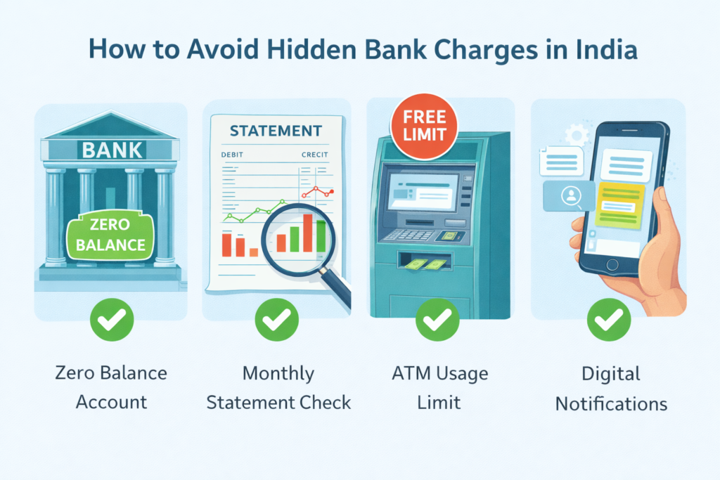 How to avoid hidden bank charges in India using zero balance account and smart banking tips