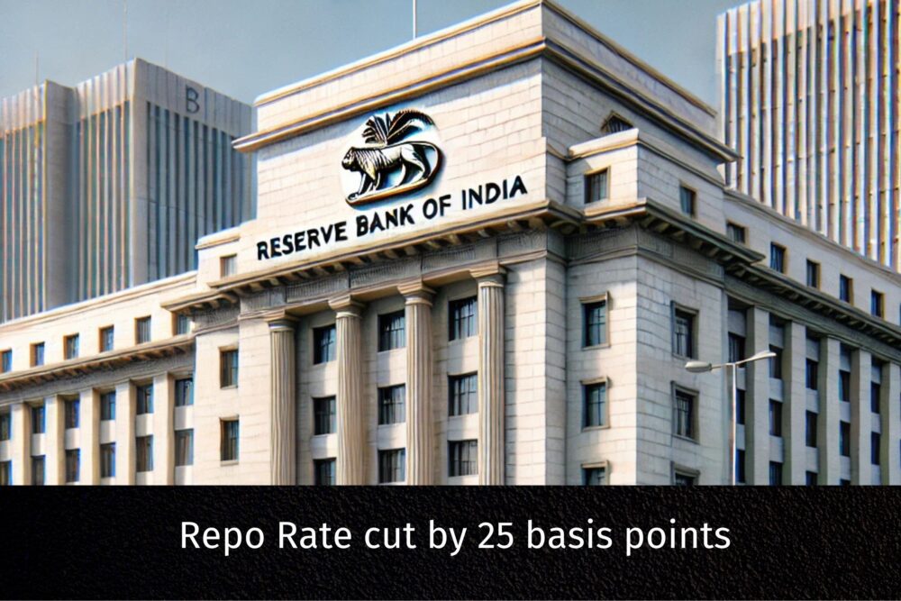 Reserve Bank of India announces repo rate cut by 25 basis points.