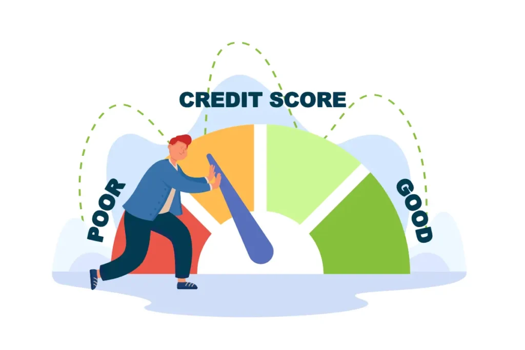 Credit score kaise badhaye guide with cerdit score meter illustration.
