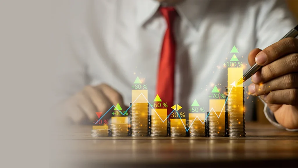 Personal finance planning concept showing savings growth, investment strategy and wealth management