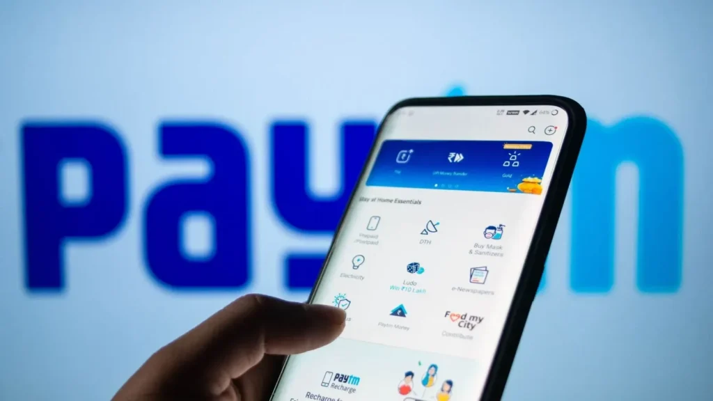 Paytm mobile app displayed on smartphone highlighting digital payments and fintech services growth in India