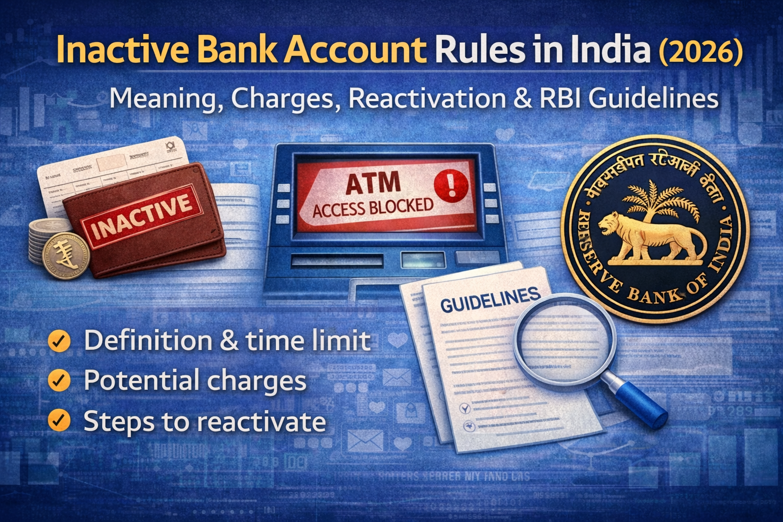 Inactive Bank Account Rules in India (2026):Meaning, Charges, Reactivation & RBI Guidelines