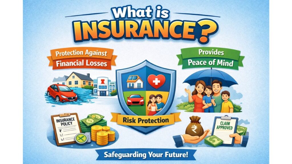 What is Insurance infographic showing risk protection and financial security benefits.