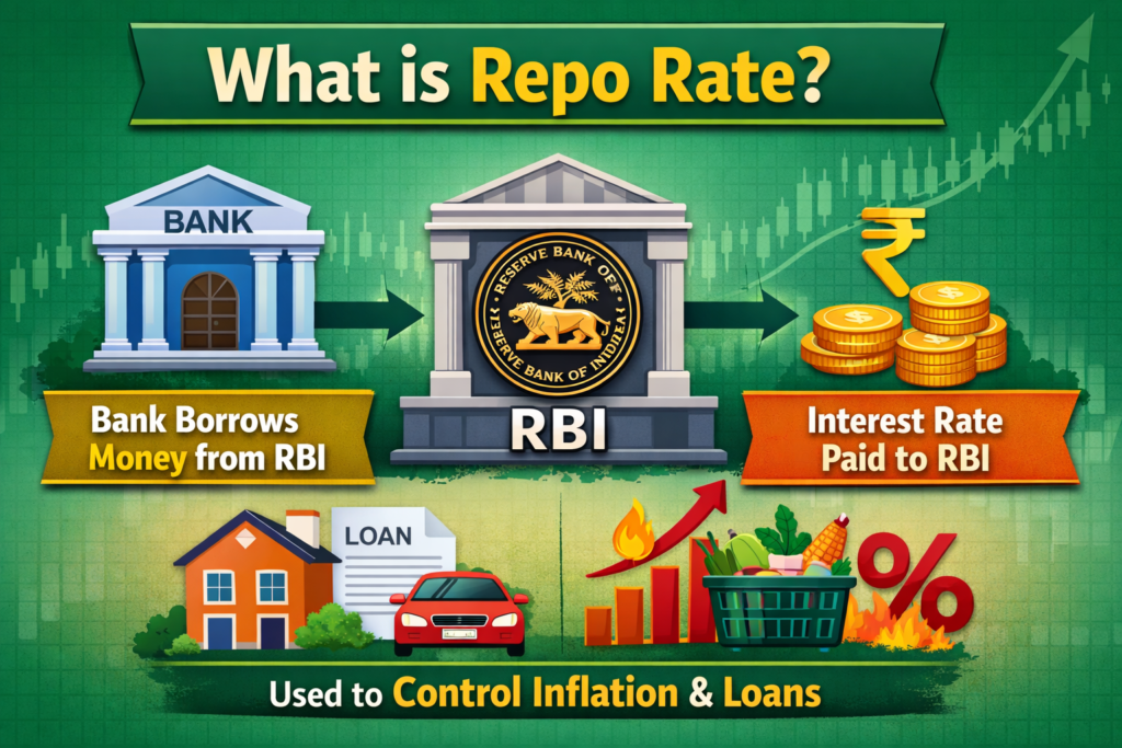 What is Repo Rate explained – banks borrow money from RBI at a fixed interest rate in India