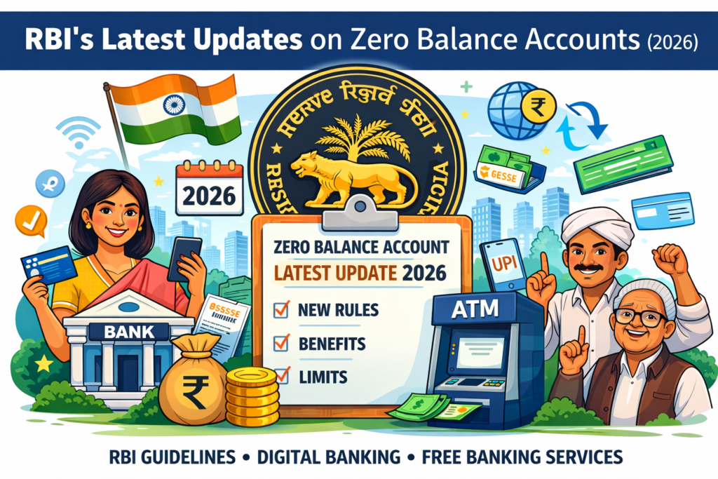 RBI’s latest updates on zero balance accounts in India 2026 showing new rules, benefits and limits
