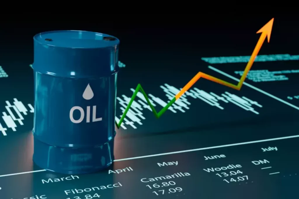 Rising crude oil prices shown by upward market trend chart
