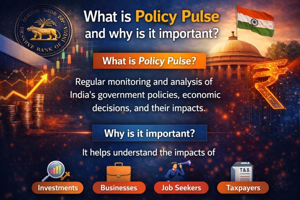 What is Policy Pulse and why is it important concept image showing policy analysis, economic growth chart and government decision impact