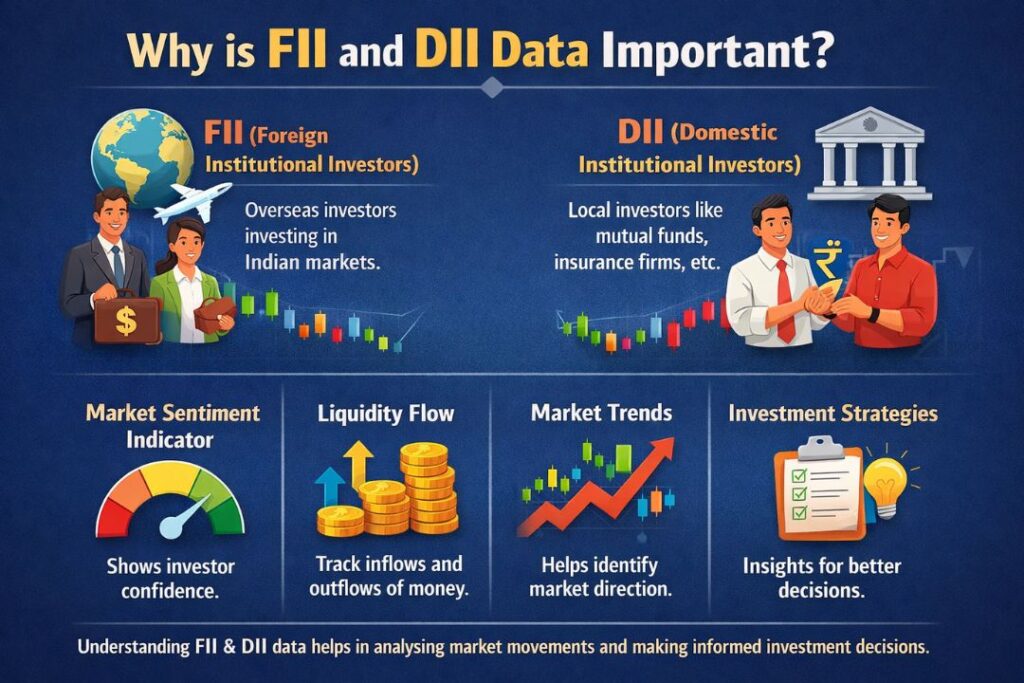Why FII and DII data is important in the Indian stock market infographic.