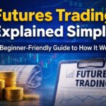 Futures trading explained simply with charts, coins, and beginner-friendly guide concept