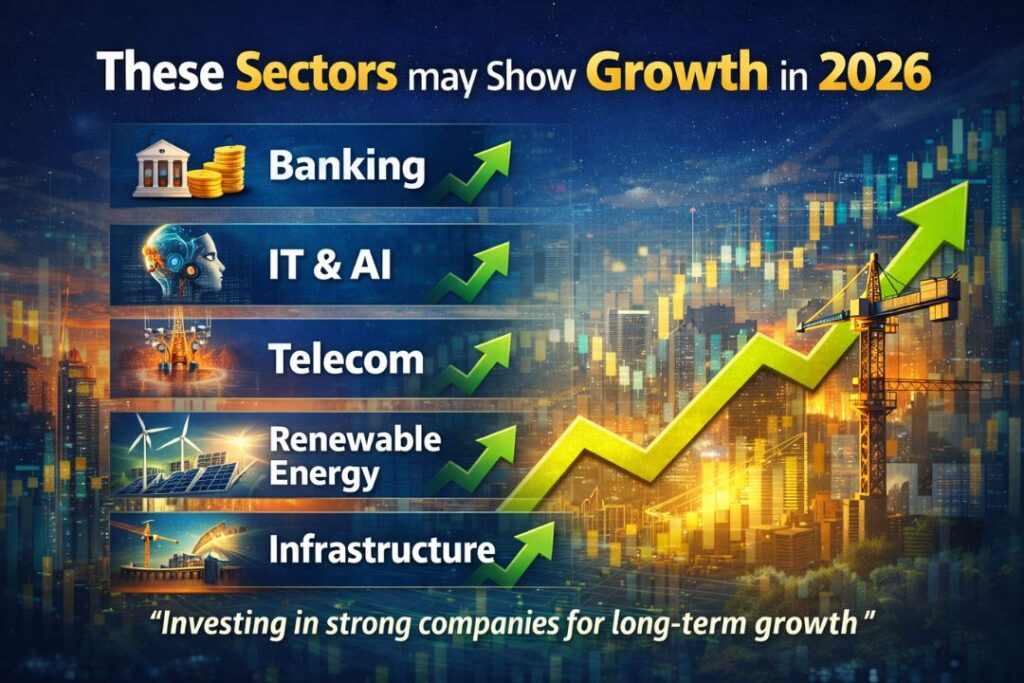 Top sectors that may show growth in 2026 including banking, IT, telecom, renewable energy and infrastructure