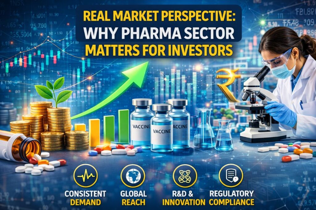 Real market perspective of pharma sector showing why pharmaceutical stocks matter for investors and healthcare market growth 2026
