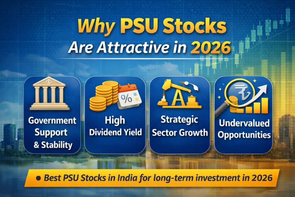 Why PSU stocks are attractive in 2026 showing government support, high dividend yield, sector growth and undervalued opportunities