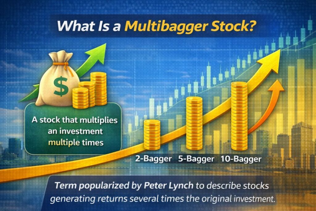 What is a multibagger stock meaning explained with examples of 2 bagger 5 bagger and 10 bagger returns in stock market