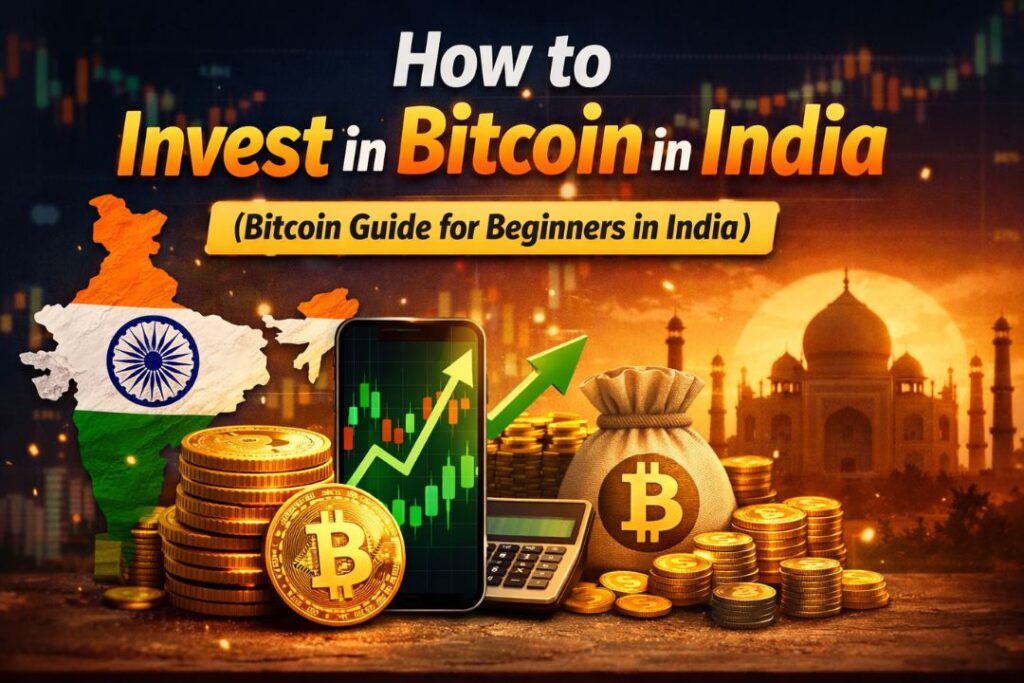 How to invest in Bitcoin in India guide for beginners with crypto chart and Indian theme